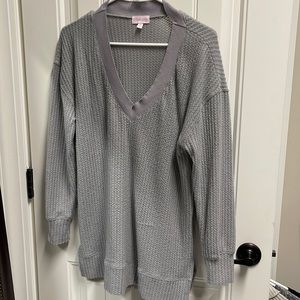 Grey Waffle Knit Sweater